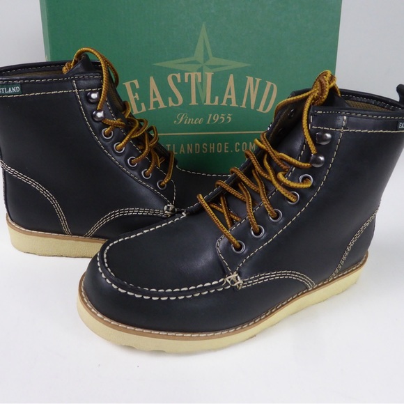Eastland Shoes - Eastland Lumber Up Navy Leather Boots Moc Toe Fully Lined NIB New